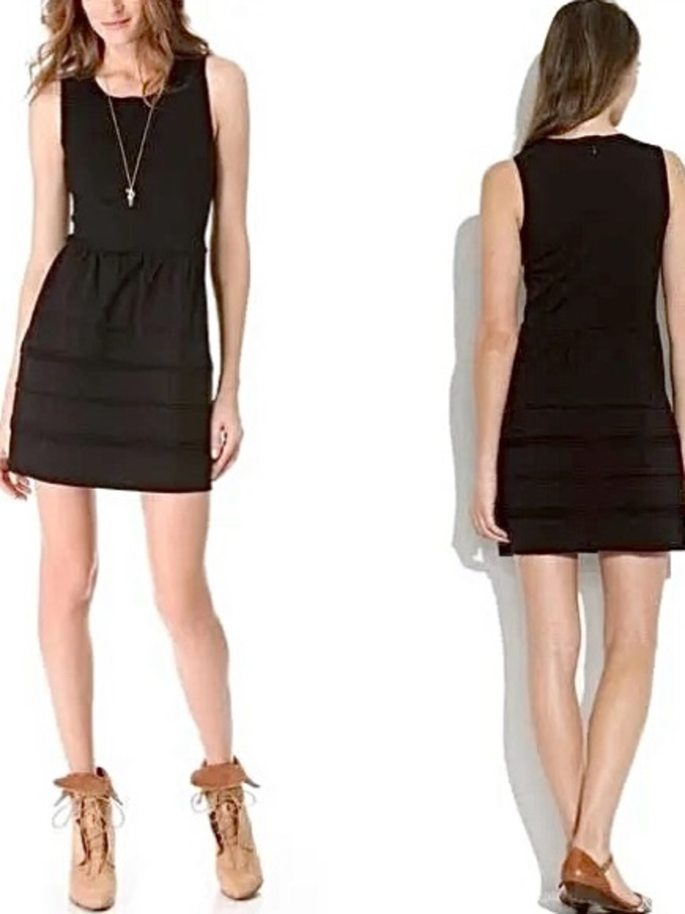 Madewell V Neck Black Ponte Knit Sleeveless Dress • Size Small